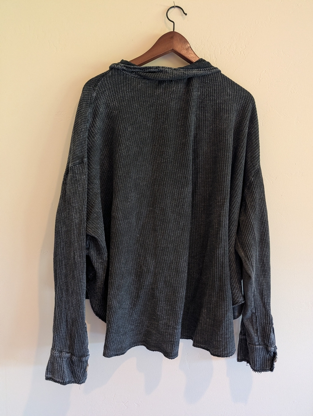 Waffle Thermal Oversized Top By Blue Buttercup - Picture 3 of 7